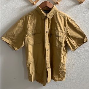 columbia mens shirt button short sleeve XL XCO tan